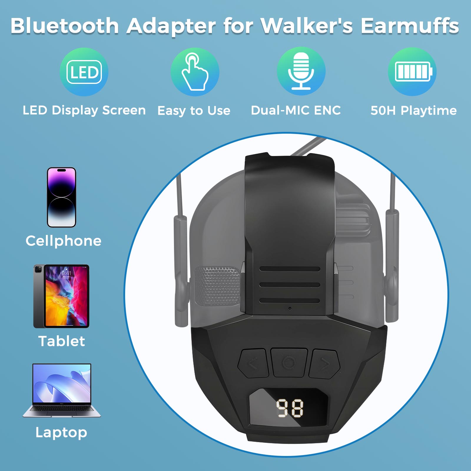 Walker's Razor Electric Earmuffs Bluetooth Adapter